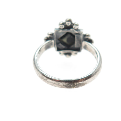 925 Sterling Silver Vintage Real Black Onyx Oxidized Ring Size 8