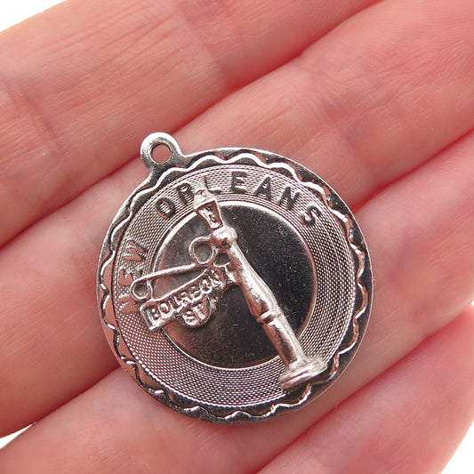 Elco 925 Sterling Silver Vintage Bourbon Street New Orleans Charm Pendant