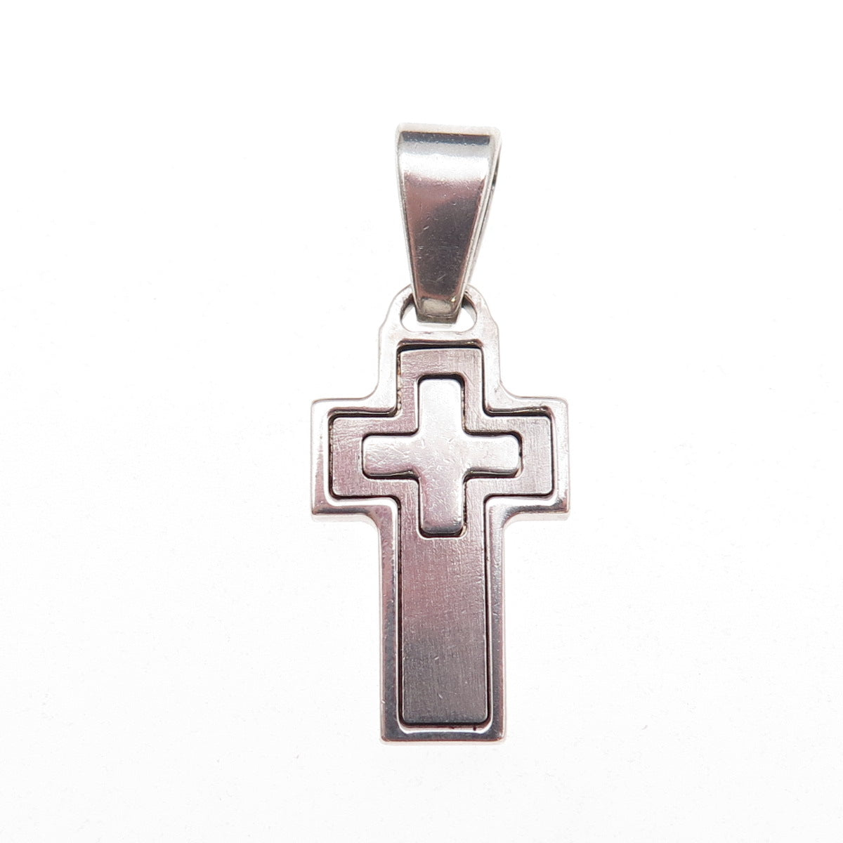 925 Sterling Silver Vintage Cross Oxidized Charm Pendant