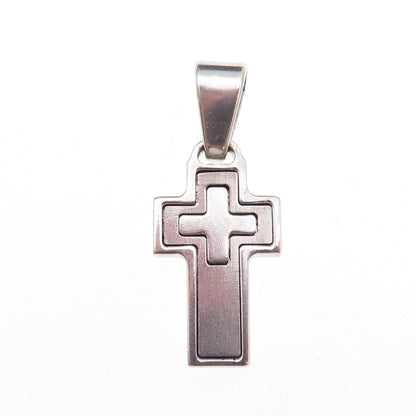 925 Sterling Silver Vintage Cross Oxidized Charm Pendant