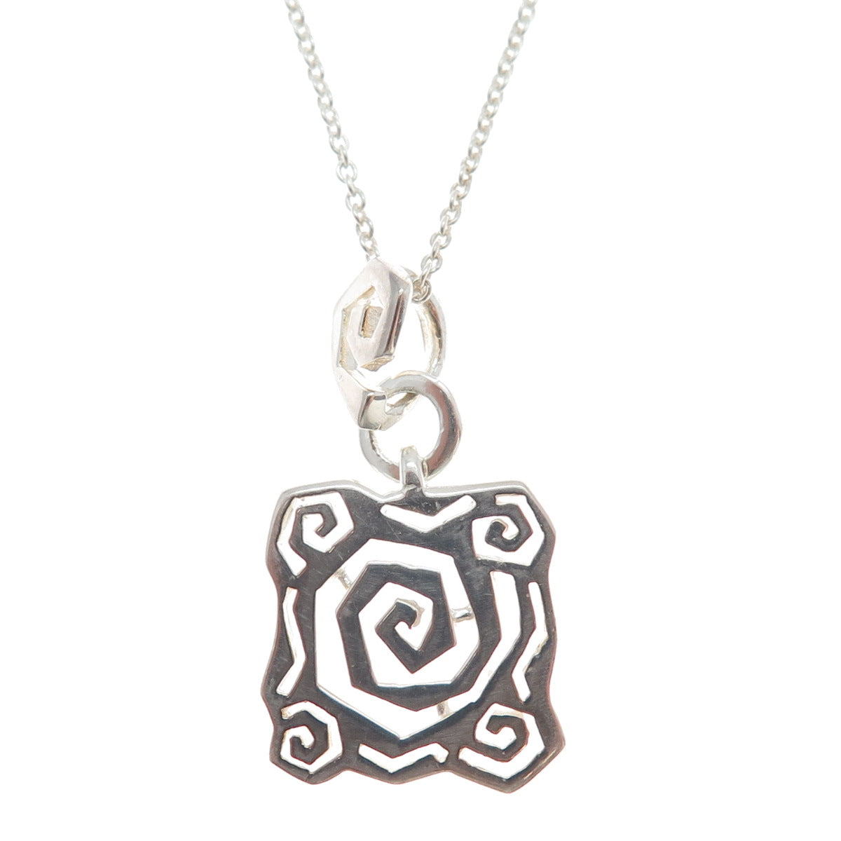925 Sterling Silver Italy Modernist Spiral Cable Chain Necklace 18"