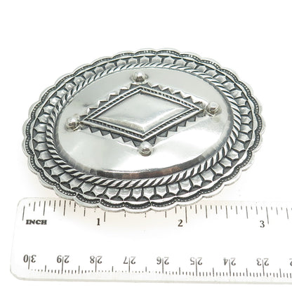 JEFF MORRIS Old Pawn 925 Sterling Silver Southwestern Concho Tribal Belt Buckle