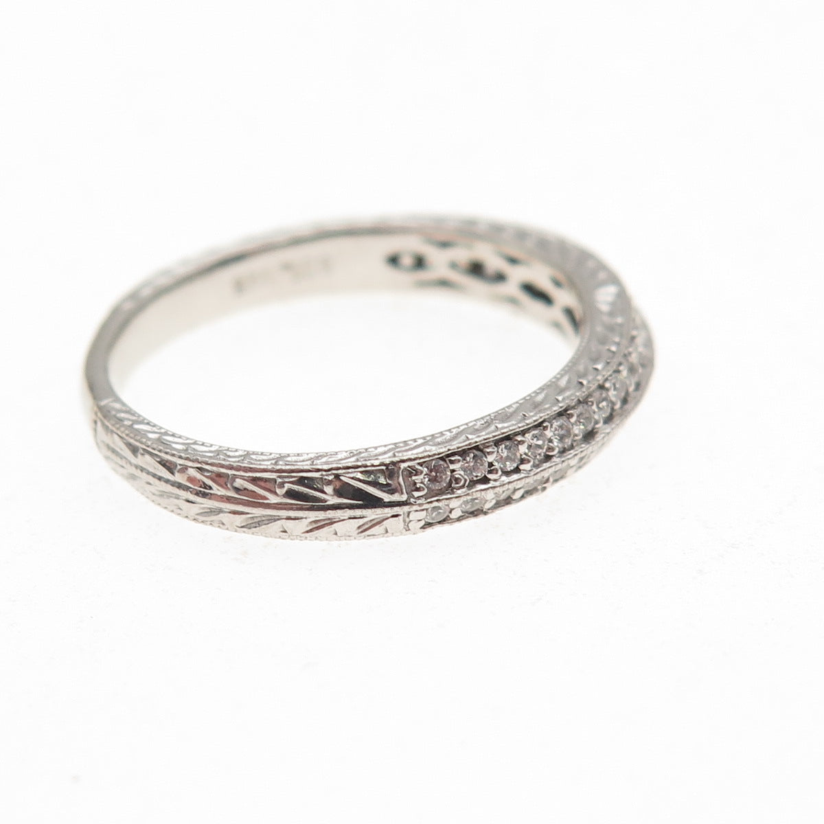 925 Sterling Silver Round-Cut C Z Half Eternity Band Ring Size 7.25