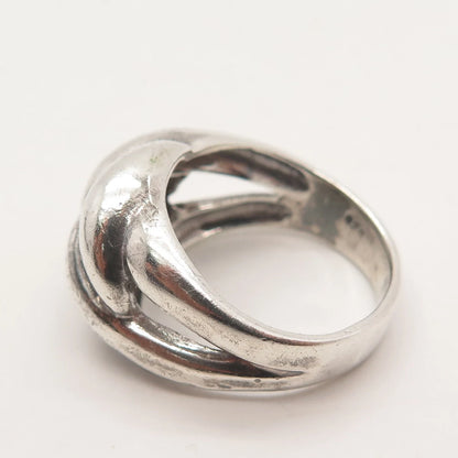 925 Sterling Silver Vintage Ribbed Ring Size 7.75