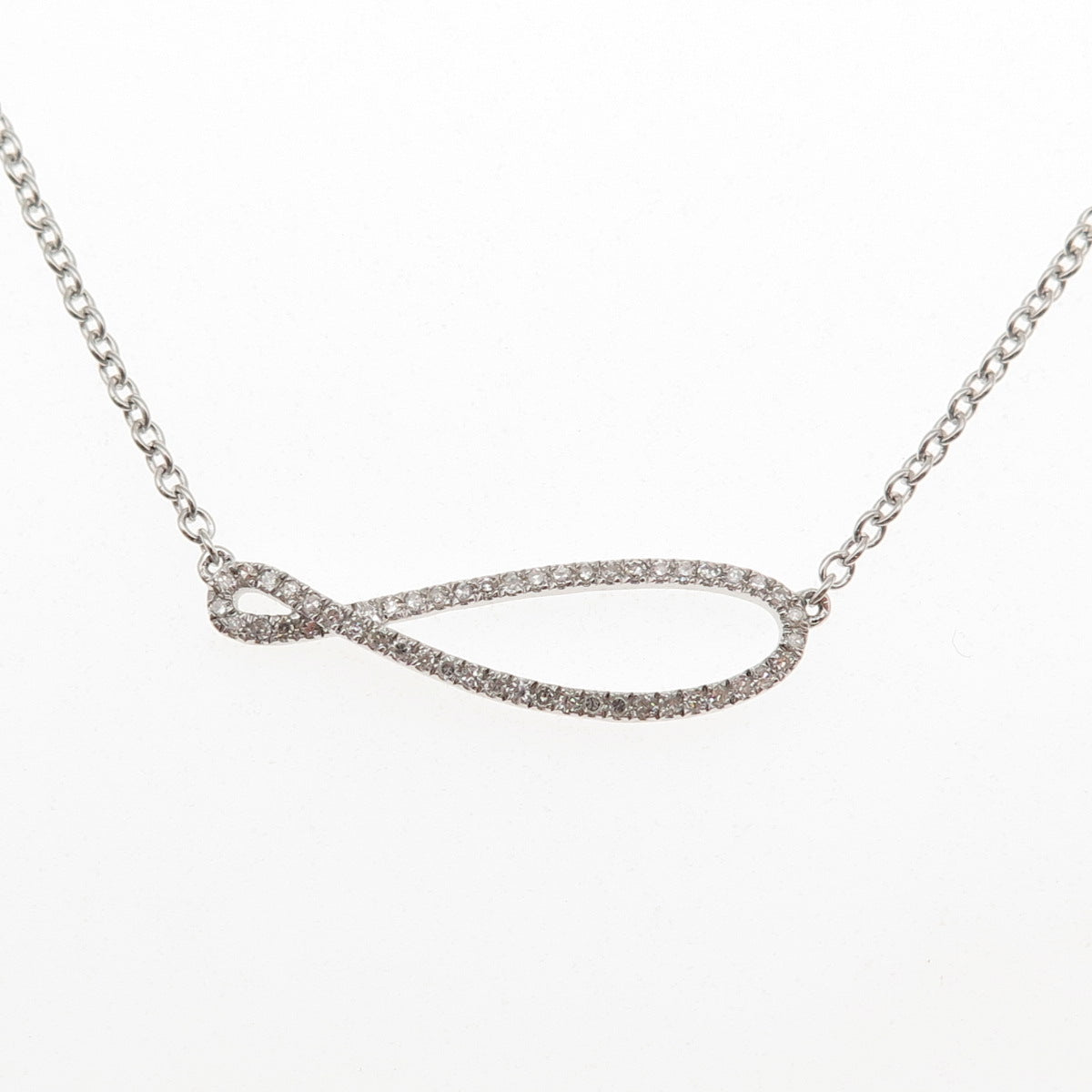 CID Clyde Duneier 925 Sterling Silver Real Diamond Infinity Chain Necklace 18"