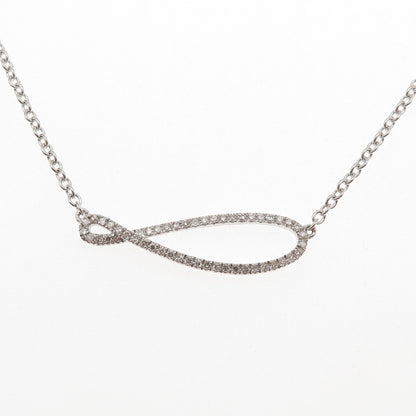 CID Clyde Duneier 925 Sterling Silver Real Diamond Infinity Chain Necklace 18"