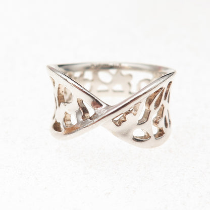 Kit Heath 925 Sterling Silver Vintage Modernist Twisted Oxidized Ring Size 6.25