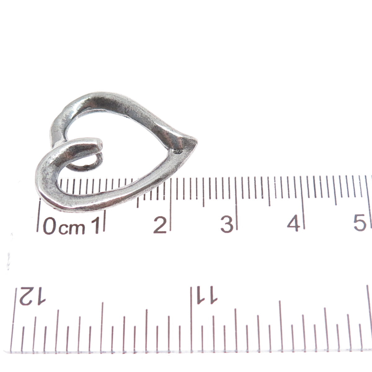 925 Sterling Silver Vintage Open Heart Oxidized Slide Charm Pendant