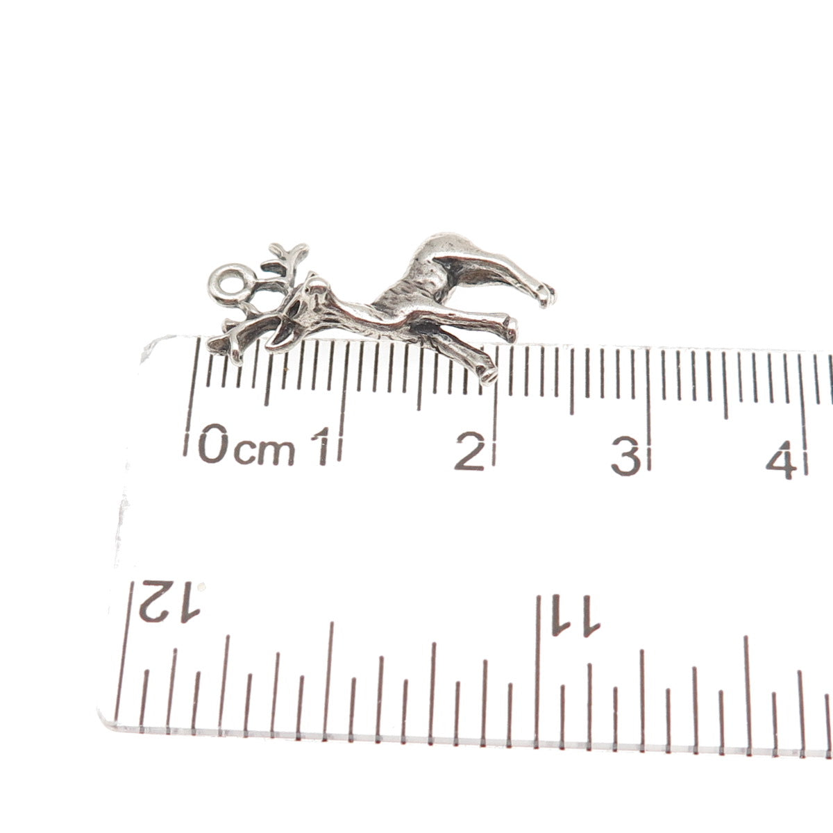 925 Sterling Silver Vintage Deer Oxidized Mini Charm Pendant