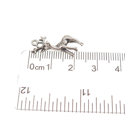 925 Sterling Silver Vintage Deer Oxidized Mini Charm Pendant