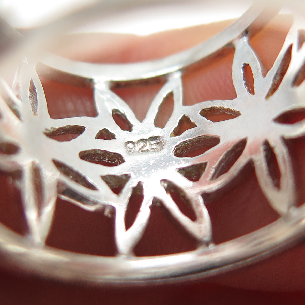 925 Sterling Silver Vintage Flower Wide Band Ring Size 7.25