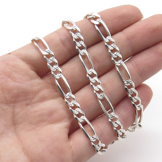 925 Sterling Silver Italy Figaro Chain Necklace 20"