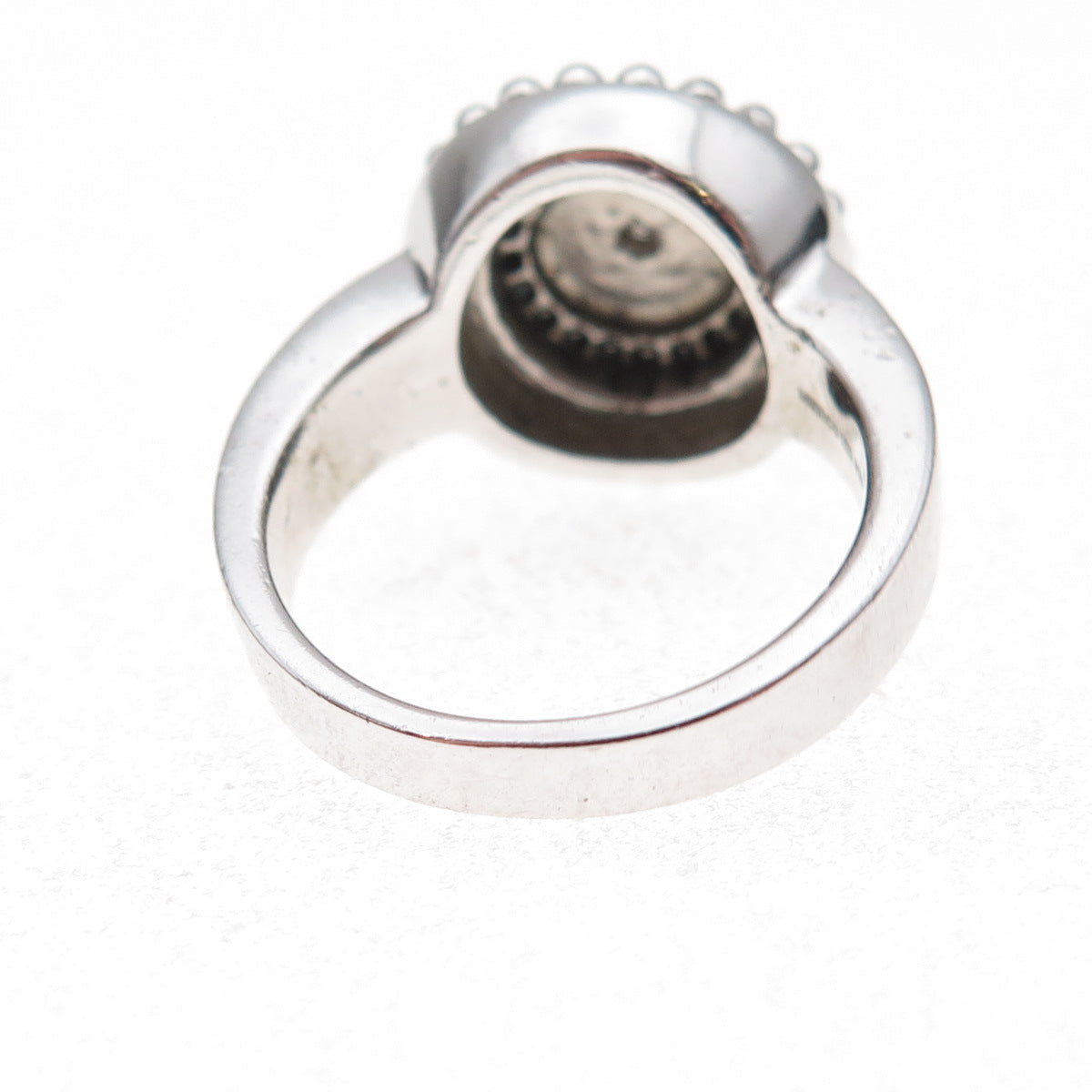 925 Sterling Silver Mexico Real Diamond Wheel of Fortune Ring Size 7.25