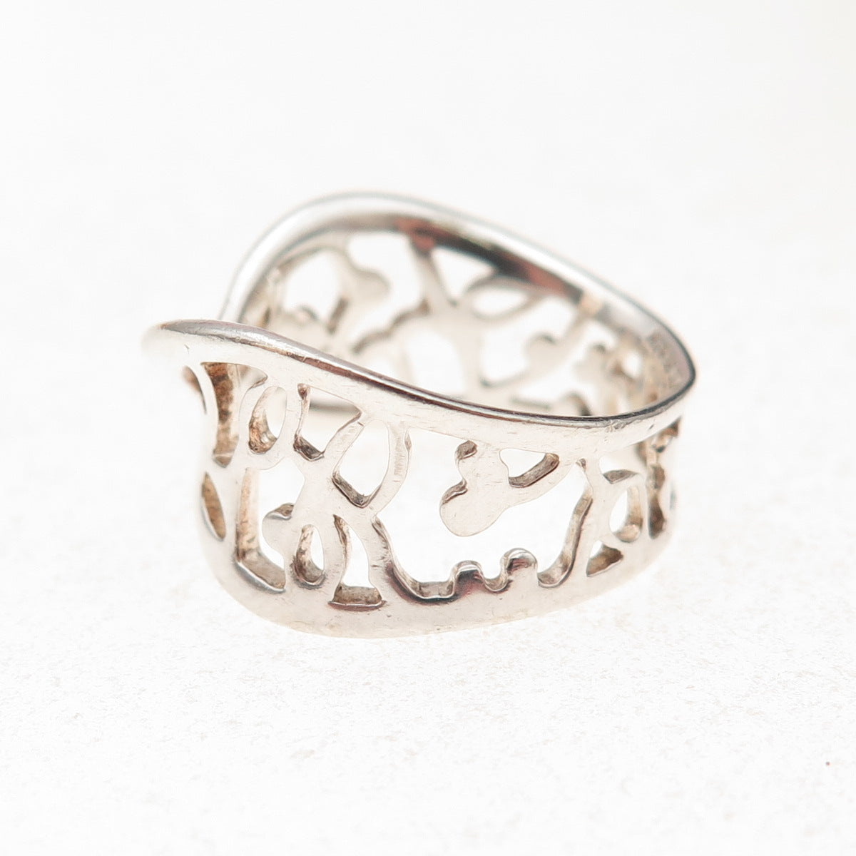 Kit Heath 925 Sterling Silver Vintage Modernist Twisted Oxidized Ring Size 6.25