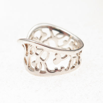Kit Heath 925 Sterling Silver Vintage Modernist Twisted Oxidized Ring Size 6.25