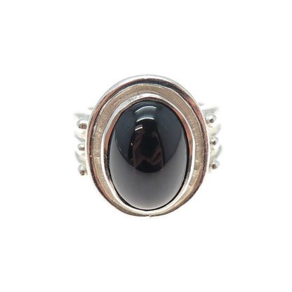CLYDE DUNEIER CID Sterling Silver Vintage Real Cabochon Black Onyx Ring Size 6