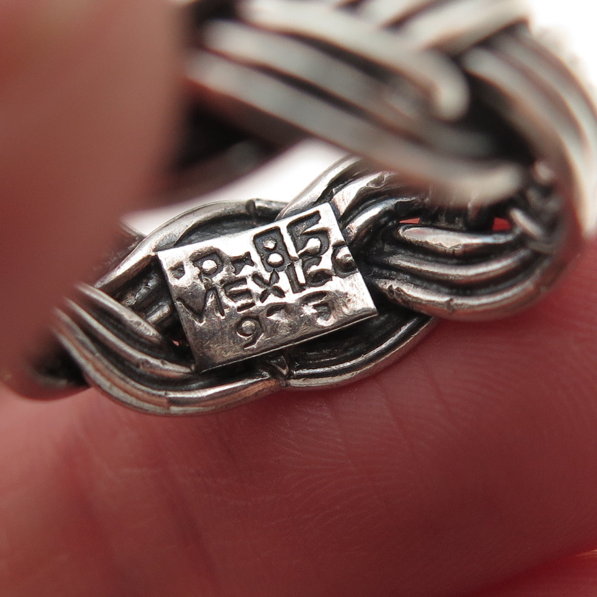 925 Sterling Silver Vintage Mexico Braided Oxidized Band Ring Size 6