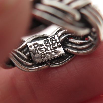 925 Sterling Silver Vintage Mexico Braided Oxidized Band Ring Size 6