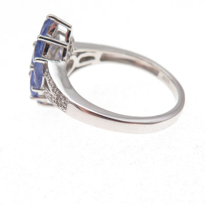 Chuck Clemency 925 Sterling Silver Real Tanzanite & White Topaz Ring Size 8