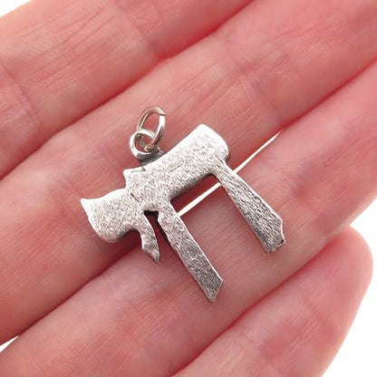 925 Sterling Silver Vintage Chai Judaica Mini Charm Pendant