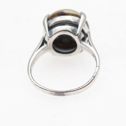 Caithness Glass 925 Sterling Vintage 1972 Birmingham Murano Glass Ring Size 6