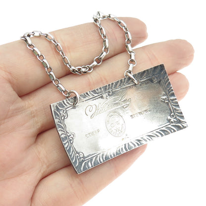 STIEFF WILLIAMSBURG 925 Sterling Silver Antique Art Deco "Sherry" Bottle Tag