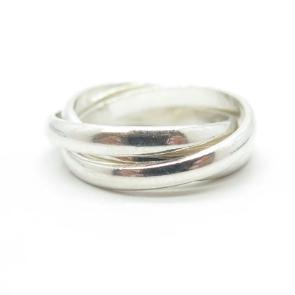 925 Sterling Silver Vintage Trinity Band Ring Size 6