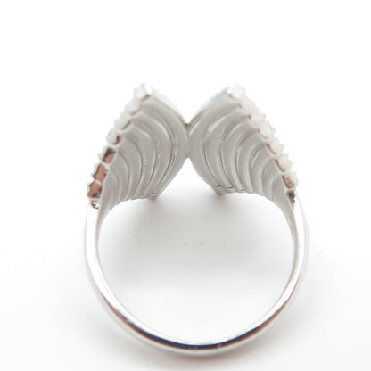 925 Sterling Silver Pave C Z Wings Ring Size 7.75