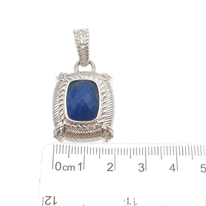Judith Ripka 925 Sterling Silver Real Lapis & Round-Cut C Z Charm Pendant