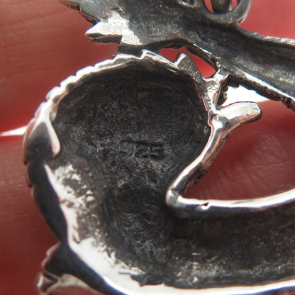 925 Sterling Silver Vintage Dragon Oxidized Pendant