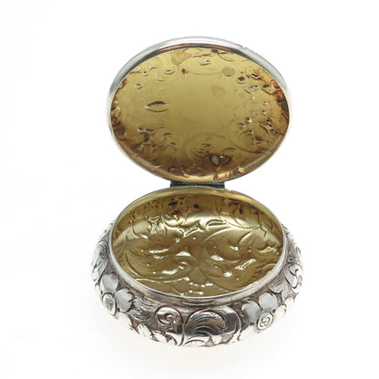 METALLURGIC ART Sterling Silver Antique Art Deco Engraved Floral Jewelry Box #64