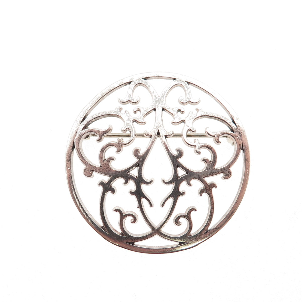 IC James Craig 925 Sterling Silver Vintage Ornate Floral Pin Brooch
