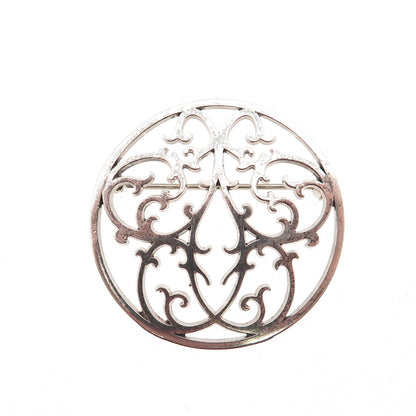 IC James Craig 925 Sterling Silver Vintage Ornate Floral Pin Brooch