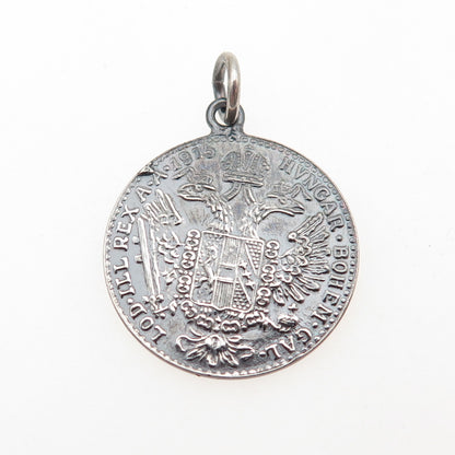 Silver Antique 1915 Austrian Empire Franz Joseph I Coin Replica Charm Pendant