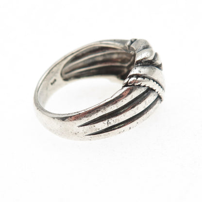 925 Sterling Silver Vintage Modernist Oxidized Ring Size 8.75