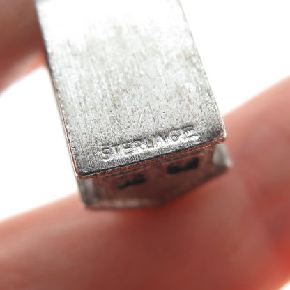 WELLS Sterling Silver Antique Art Deco Old Church Minimalist 3D Charm Pendant