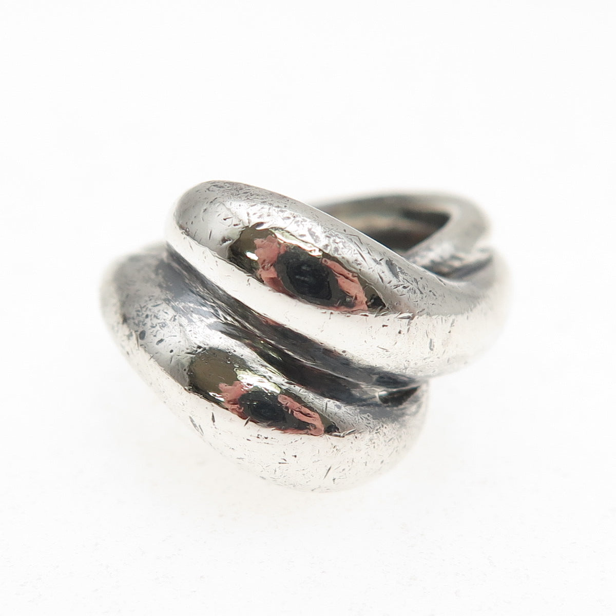 Tasco Sterling Silver Vintage Mexico Modernist Bypass Oxidized Ring Size 4.75