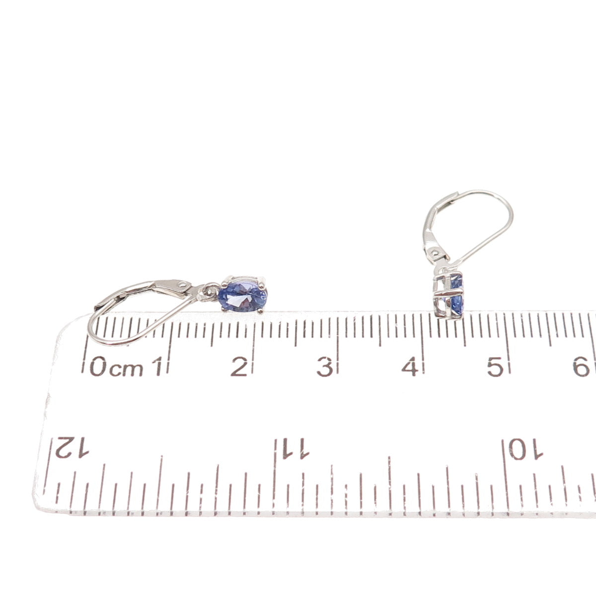Chuck Clemency 925 Sterling Silver Real Oval-Cut Tanzanite Dangle Earrings