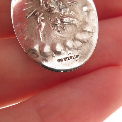 HMH Religious 925 Sterling Silver Antique Art Deco Saint Jude Thaddeus Pendant