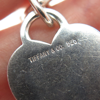 TIFFANY & CO. 925 Sterling Silver Vintage Heart Tag Rolo Link Bracelet 6.75"
