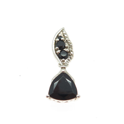 CHUCK CLEMENCY 925 Sterling Silver Vintage Real Black Spinel Gemstone Pendant