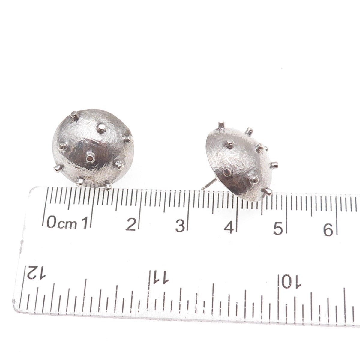 925 Sterling Silver Vintage Modernist Dome Earrings