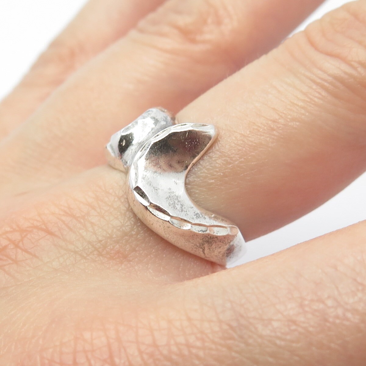 925 Sterling Silver Vintage Abstract Ring Size 6.75