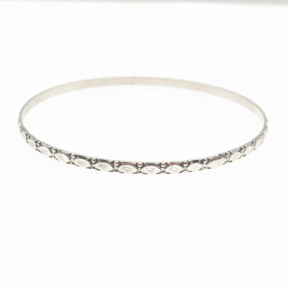 BEAU 925 Sterling Silver Vintage Ornate Oxidized Stackable Bangle Bracelet 7.75"