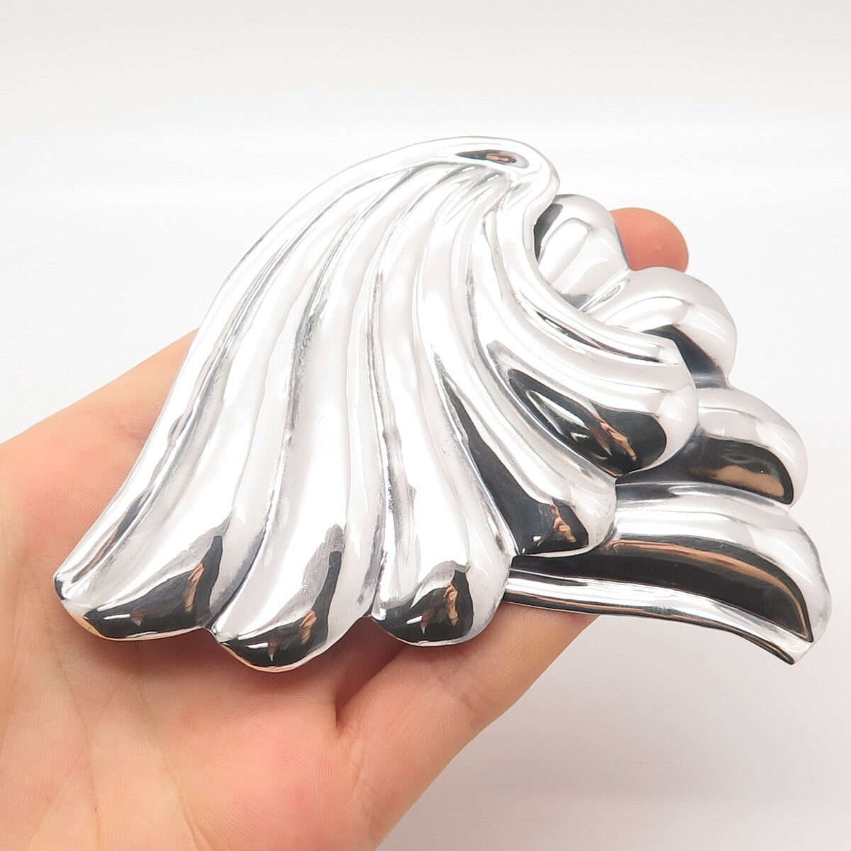 925 Sterling Silver Vintage Mexico Ribbed Pin Brooch