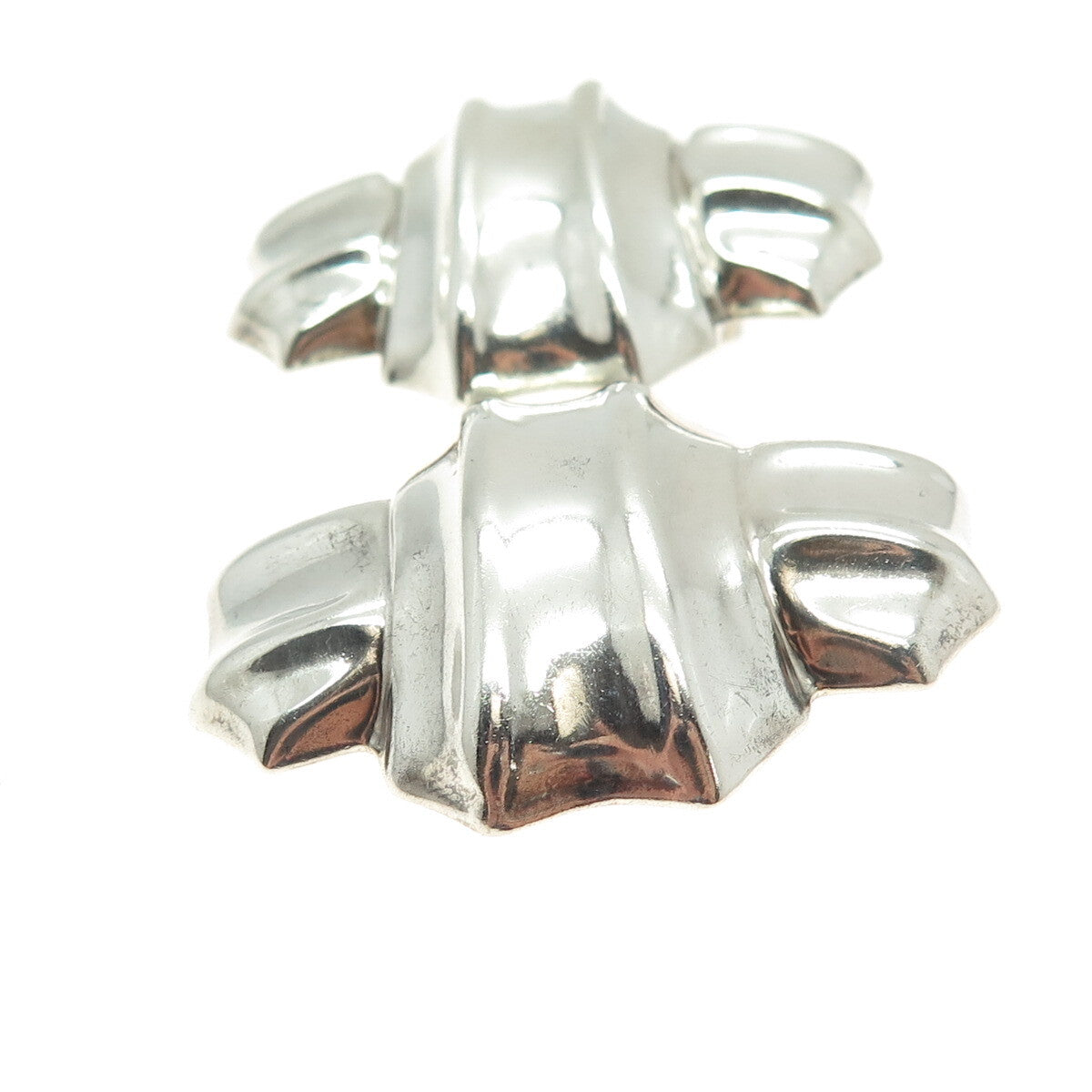 925 Sterling Silver Vintage Mexico Modernist Clip On Earrings