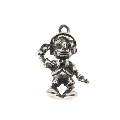 WALT DISNEY 925 Sterling Silver Antique Pinocchio 3D Charm Pendant