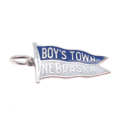 FRENCH & FRANKLIN 925 Sterling Silver Vintage Enamel Boy's Town Nebraska Pendant