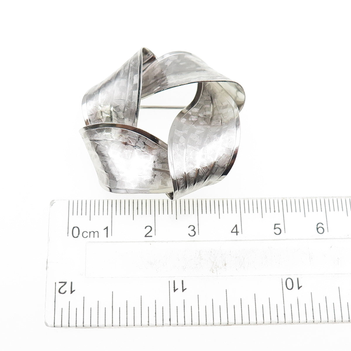 Rolyn 925 Sterling Silver Vintage Modernist Twisted Pin Brooch