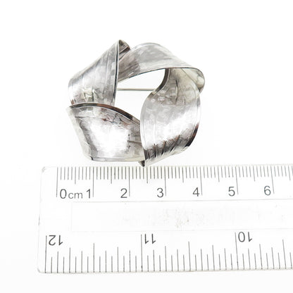 Rolyn 925 Sterling Silver Vintage Modernist Twisted Pin Brooch